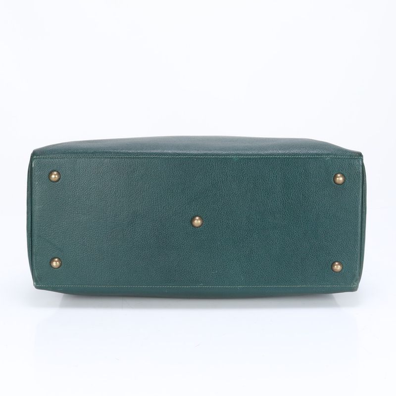 Hermes 00W Marked Gallop 50 Leather Boston Bag Green Business Travel A4 Tote