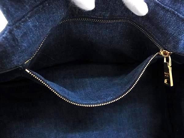 Prada B1872b Canapa Denim Handbag Tote Bag Women's Navy Aw4514