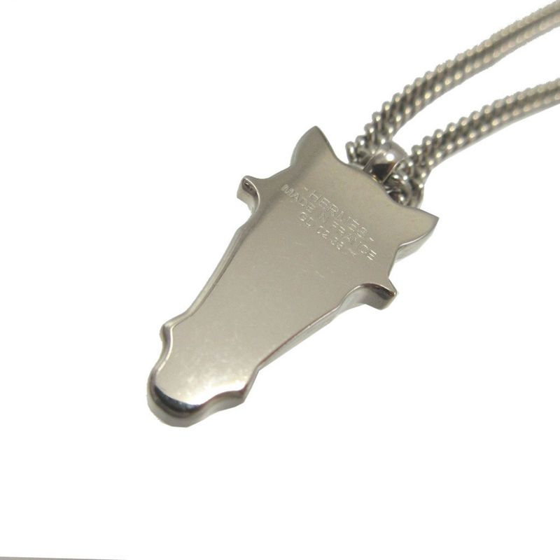 Hermes Destrier Gd0233 (2023) Metal Buffalo Horn Silver Necklace 1382 Hermes