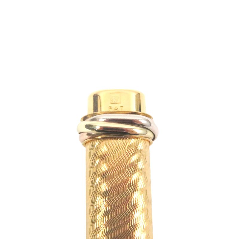 Cartier Vintage Trinity Double C Wavy Pattern Capped Ballpoint Pen With Gold