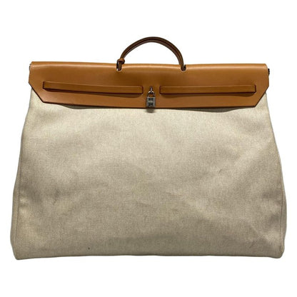 Hermes Handbag Herbag GM Ivory X Light Brown Silver Hardware Leather