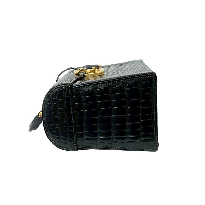 Gucci Vintage Ladylock Croco Leather Handbag Vanity