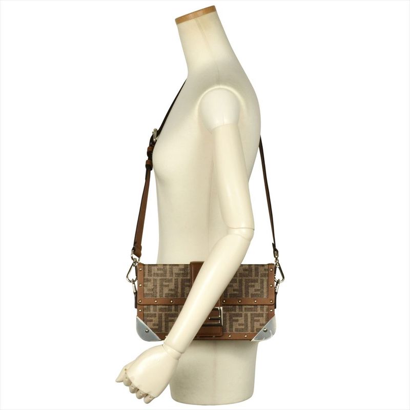 Fendi Zucca Trunk Shoulder Bag PVC Leather 7va498 Brown Women