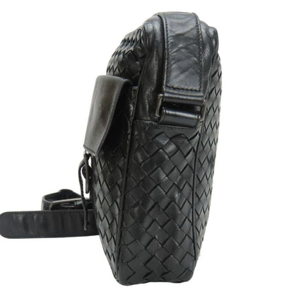 Bottega Veneta Shoulder Bag 113092 Intrecciato Leather Black Crossbody Braided