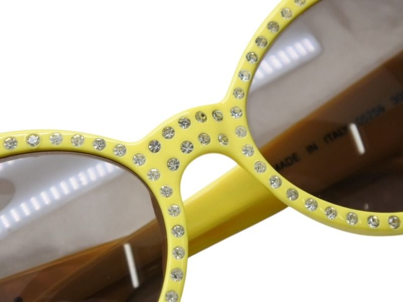 Chanel Oval Sunglasses Eyewear CC Logo Rhinestone Yellow — view 4