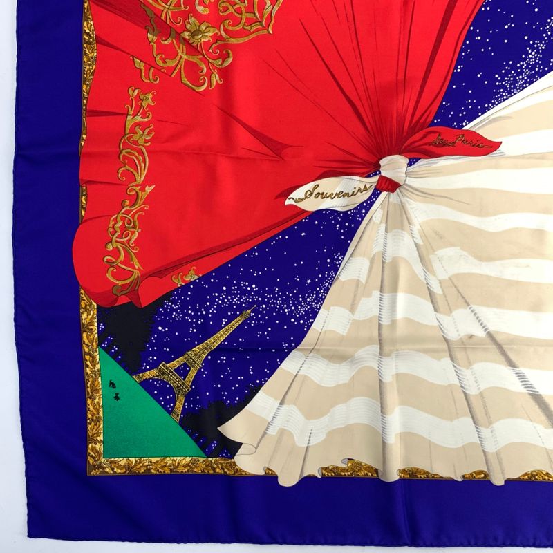 Hermes Carre 90 Souvenirs De Paris Memories Of Paris Blue And Red Eiffel Tower