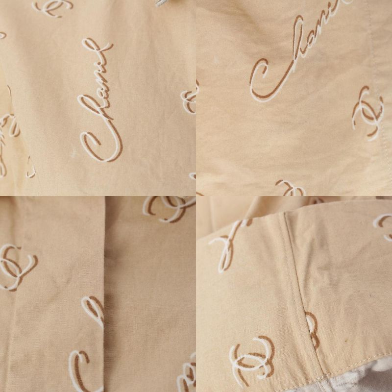 Chanel 98P Cotton Written Logo Coco Mark Cropped Short Sleeved Shirt Top P12983