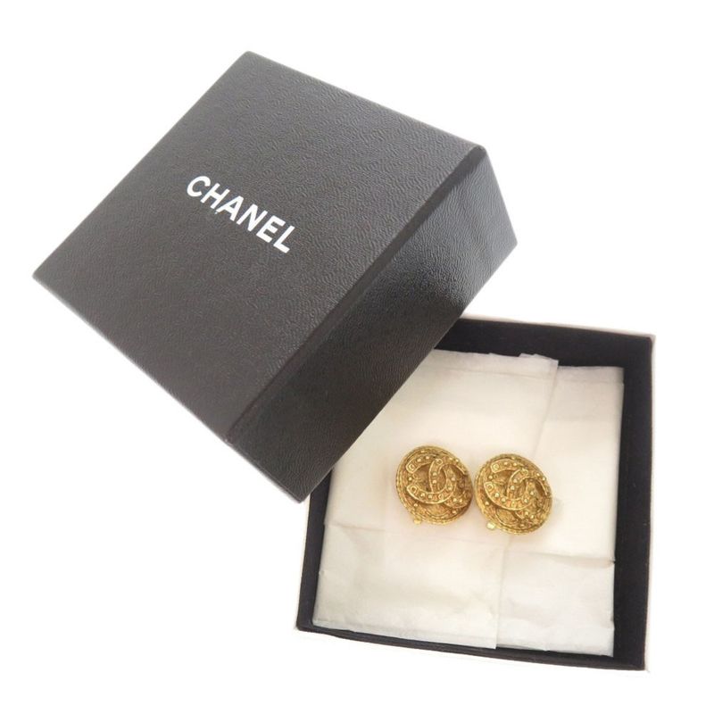 Chanel Coco Mark Metal Gold Earrings 0079 Chanel