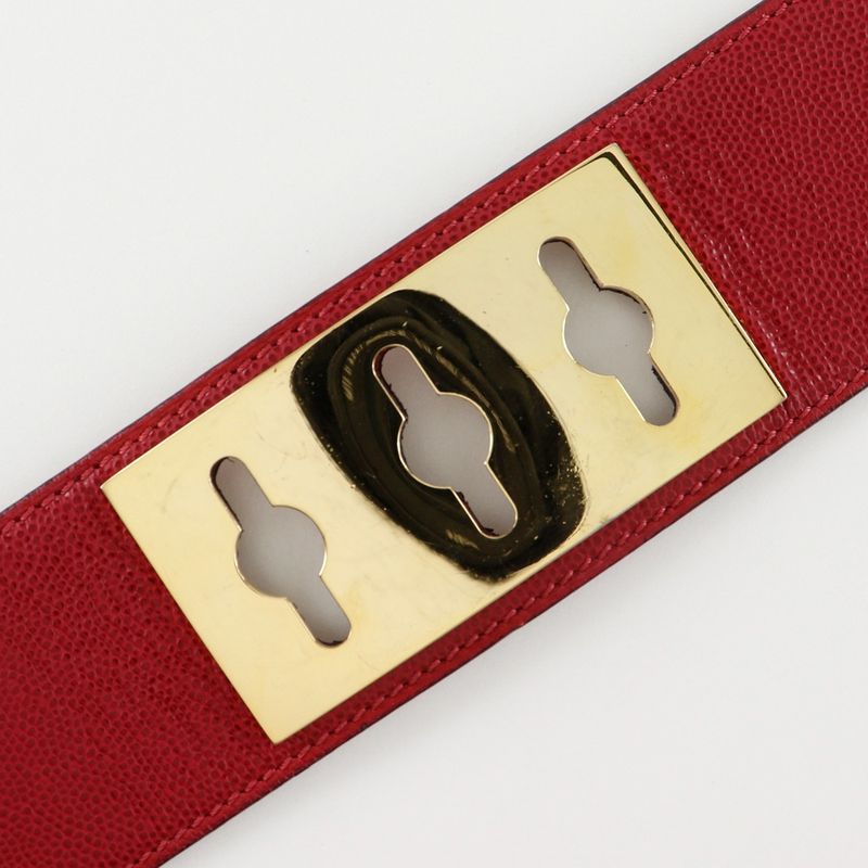 Celine Mantel Chain Leather Red/gold Ladies Belt
