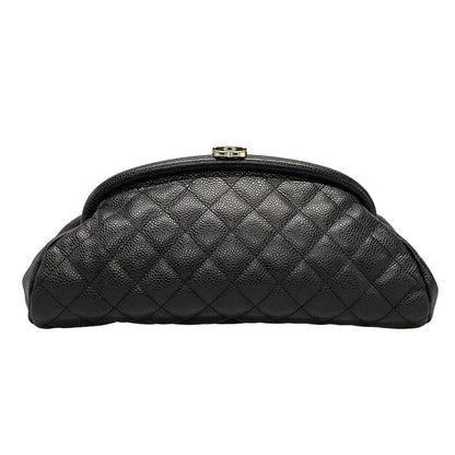 Chanel Clutch Bag Matelasse A46430 Black Silver Hardware / Clasp Closure