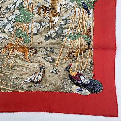 Hermes Carre 90 Sichuan Silk Scarf With Orange Animal Box