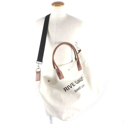  Saint Laurent Paris 685543 Rive Gauche Maxi 2WAY Shopping Bag Canvas Leather