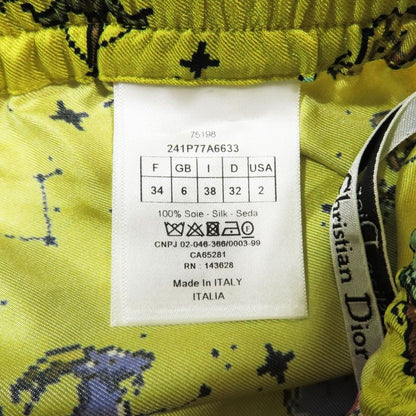 Unused 22aw Christian DIOR Zodiac Pixel Shorts Silk Half Pants Bottoms Yellow