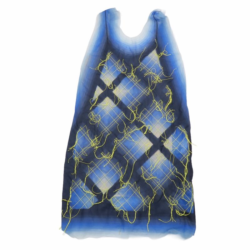 Unused Louis Vuitton Tulle Sleeveless Dress Tunic Short Length Check 36 Blue