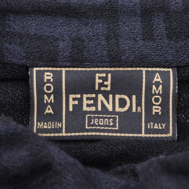 Fendi Zucca Wool Black Women's Long Sleeve Shirt