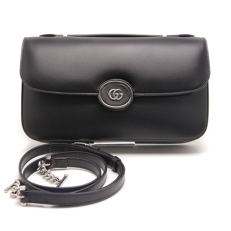 Gucci Petite GG Leather 2WAY Handbag 739721 Crossbody Black