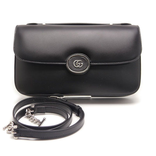 Gucci Petite GG Leather 2WAY Handbag 739721 Crossbody Black