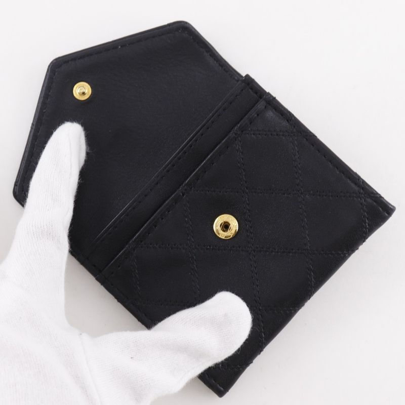 Chanel Bicolore Coco Mark Calf Black Ladies Coin Case