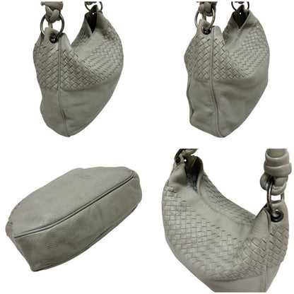 Bottega Veneta One Shoulder Bag Intrecciatoleather Light Gray Braided Soho Hobo