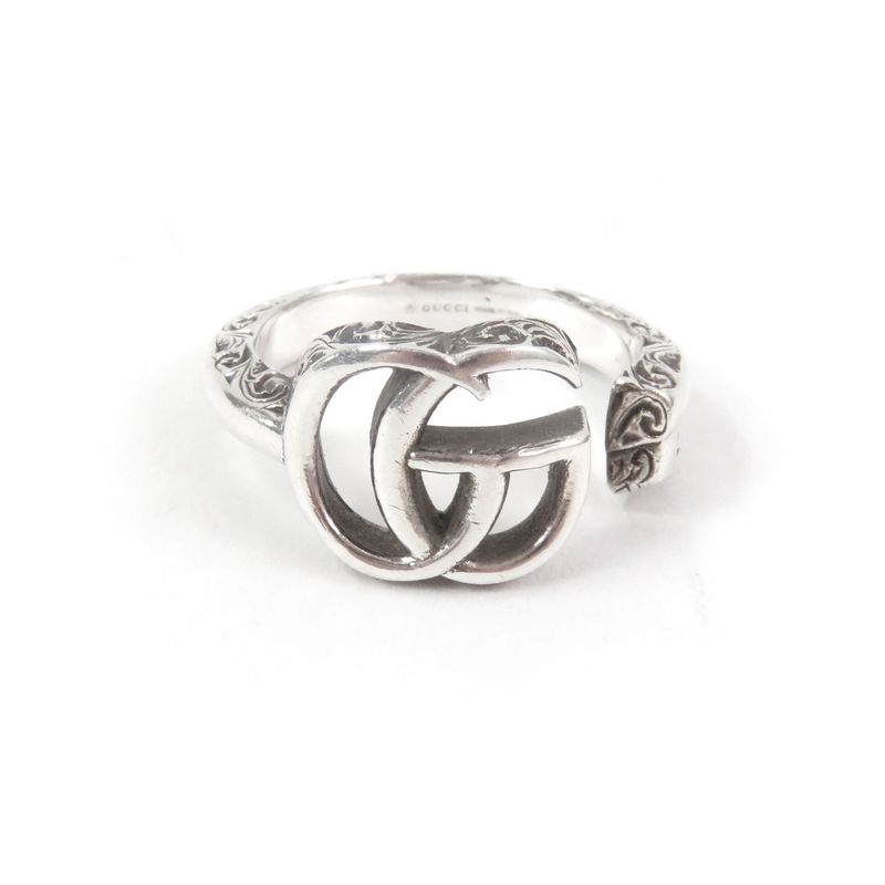 Gucci 627760 Arabesque Key Motif GG Logo Ring Silver Sv925 15 Made In Italy