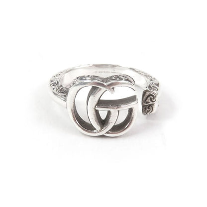 Gucci 627760 Arabesque Key Motif GG Logo Ring Silver Sv925 15 Made In Italy