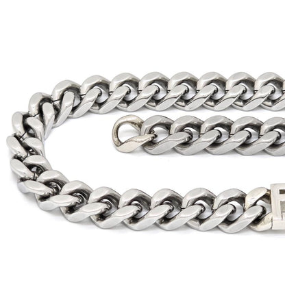 Fendi Baguette Necklace Chain Link Palladium Polished Metal 46cm (1811in) Long