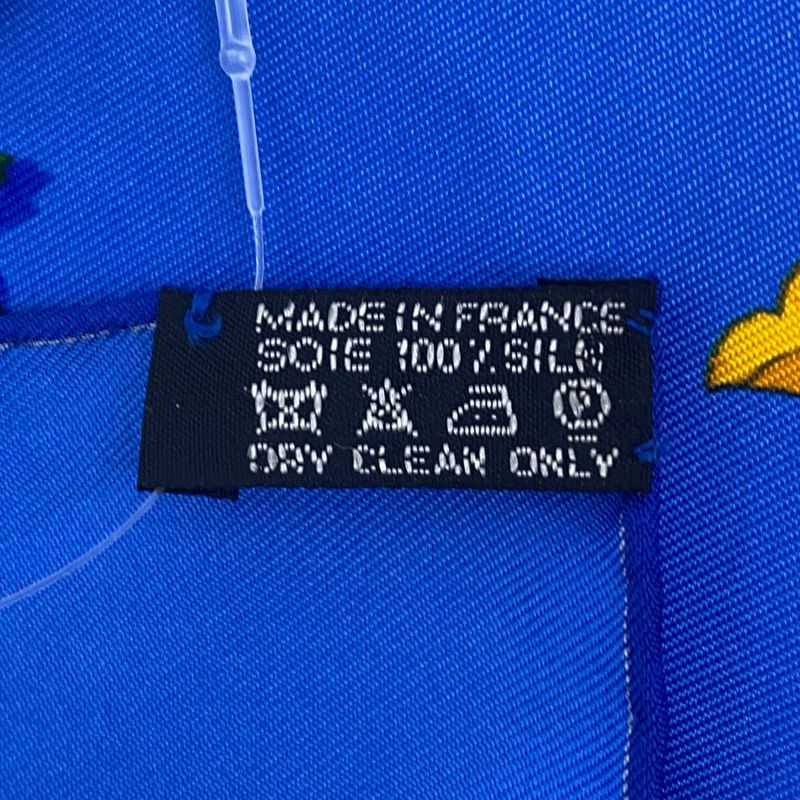 Hermes Scarf Silk Floral Letter Blue With Box