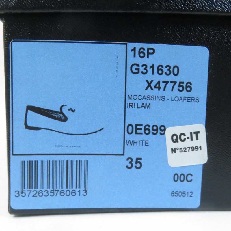 CHANEL 16P G31630 Coco Mark Flat Leather Shoes White Black 35 With Box