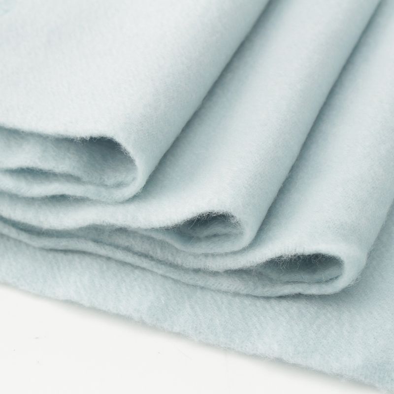 Hermes Cashmere Logo Embroidery Fringe Scarf Blue