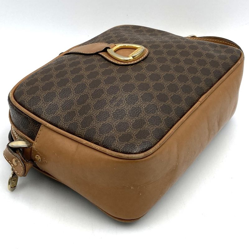 Celine Macadam Shoulder Bag Gold Hardware Vintage Pvc/leather Brown Women