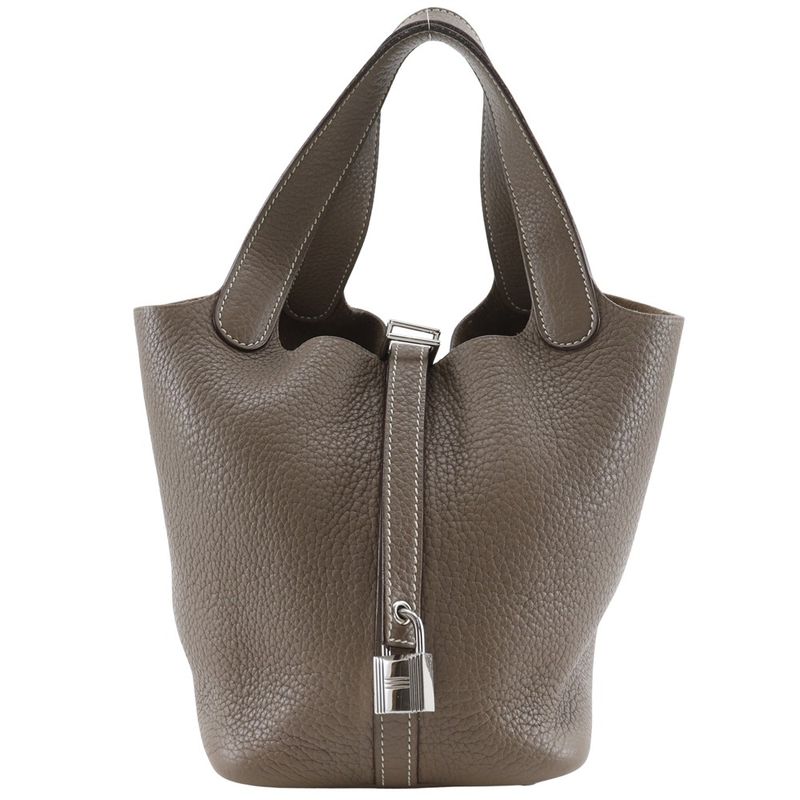 Hermes Picotin Lock 18 PM Taurillon Clemence Etoupe □L Ladies Handbag