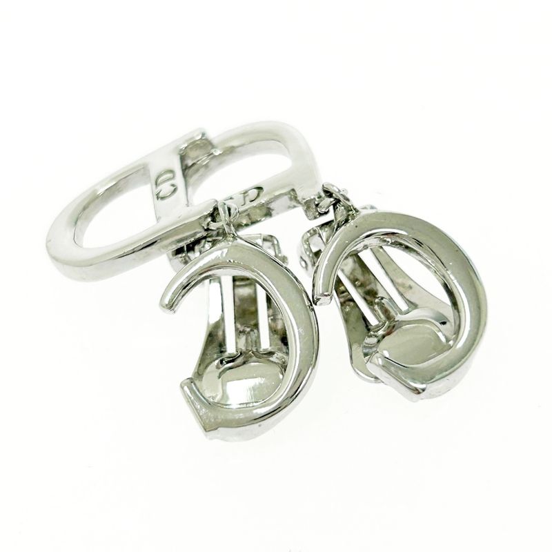 Christian Dior Metal CD Logo Swing Earrings Ladies Silver 489962 Earrings