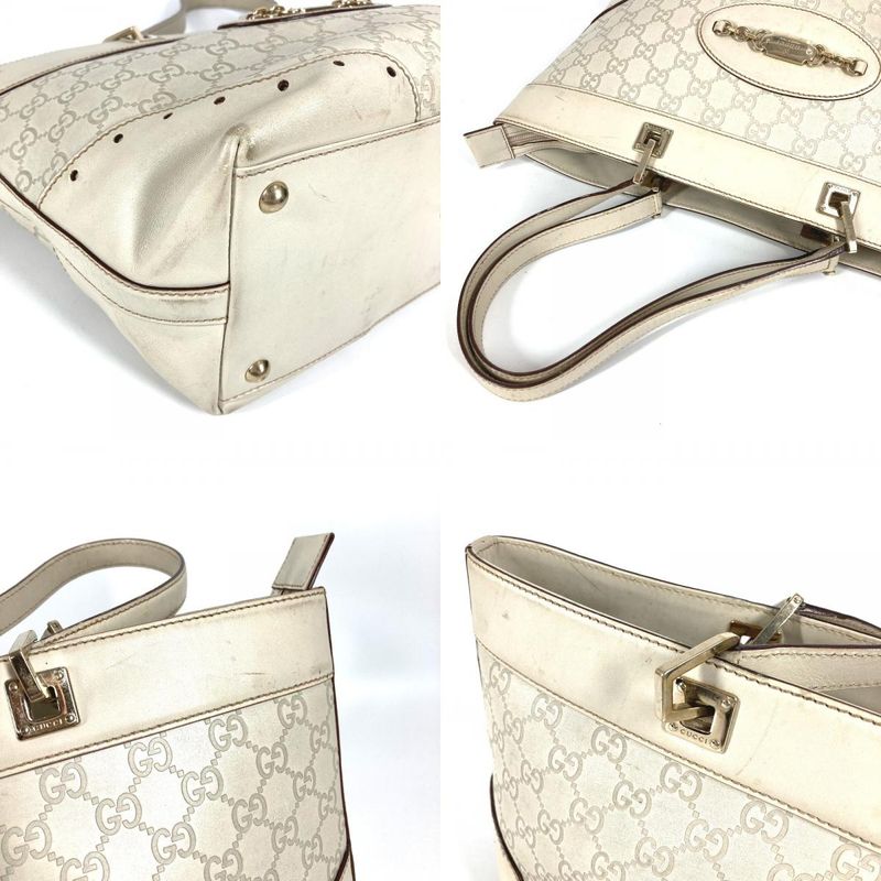 Gucci Shoulder Bag GG Guccissima Logo 145993 Cima Leather Off-white Color