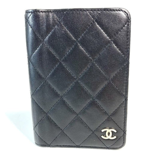 Chanel Passport Case CC Logo Coco Mark Matelasse Quilted Leather Black