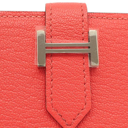 Hermes Card Case Bearn Chevre Rose Texas Silver Hardware Unused Business Card