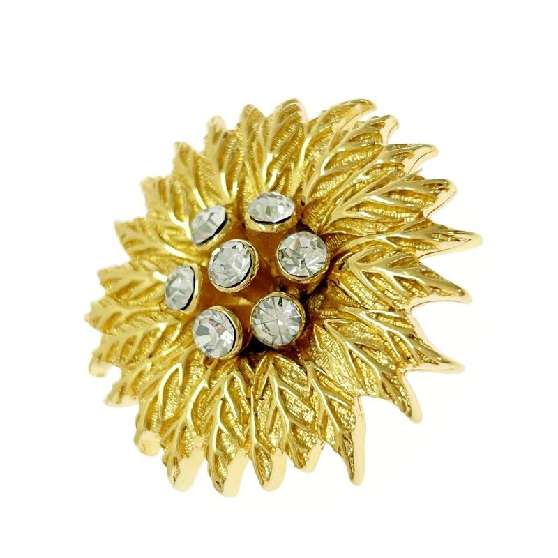 Christian Dior GP Rhinestone Flower Brooch Women Gold 369590 Brooch
