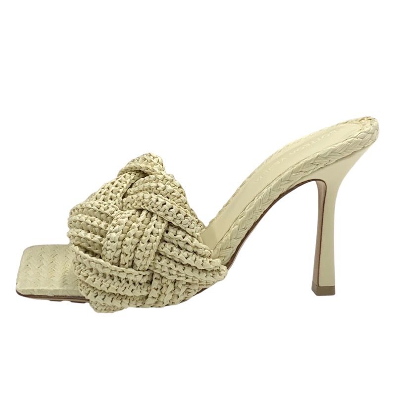 Unused Bottega Veneta Lido Sandals Mule Shoes Intrecciato Raffia Beige
