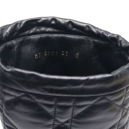 Dior Long Boots Cannage 37 Black Leather Lace Up