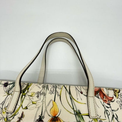 Gucci 282439 Tote Handbag Flora White Multicolor Canvas Leather Fashion Women