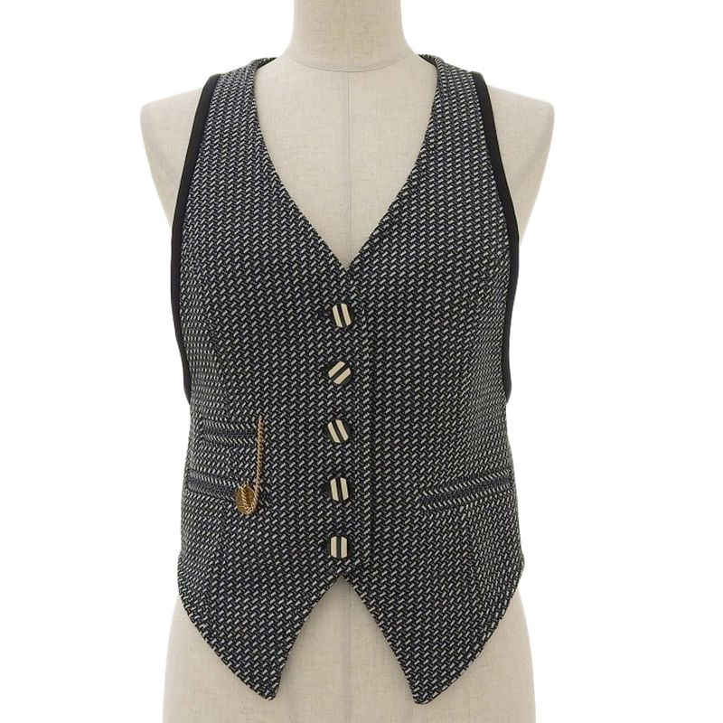 Louis Vuitton 2020ss Wool Check Vest With Gold Coin Charm 34 Women