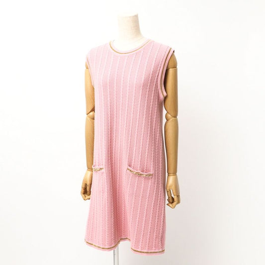 Gucci Dress Size S Knit Sleeveless Double G Chain Wool Cotton Made In