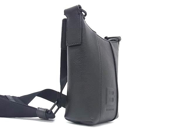 Balenciaga 644722 Hourglass Leather Crossbody Shoulder Bag Black Bp4488