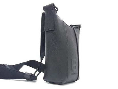 Balenciaga 644722 Hourglass Leather Crossbody Shoulder Bag Black Bp4488
