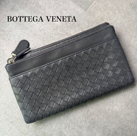 Bottega Long Wallet Intrecciato Leather Medium Wallet Bottega Veneta Gray