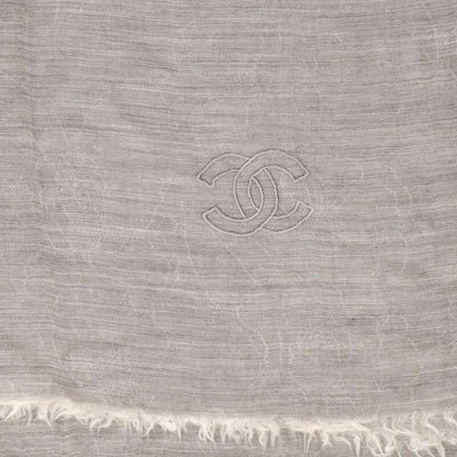 Chanel Coco Mark Embroidery Jacquard Camelia Cashmere Large Shawl Women's