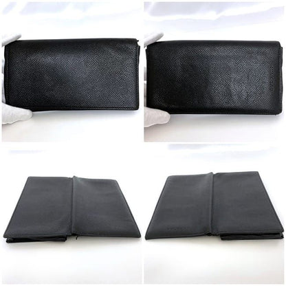 Bulgari Bifold Long Wallet Black Wallet Leather Preowned Bvlgari Billfold