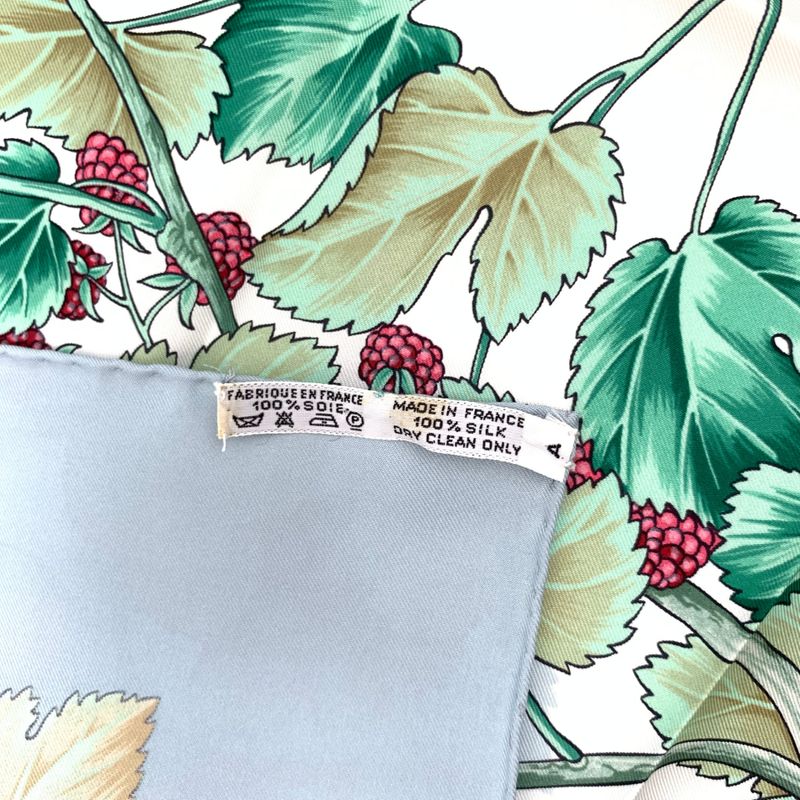 Hermes Scarf Carre 90 L'arbre De Soie Silk Tree Mulberry Tree And Silkworms Blue