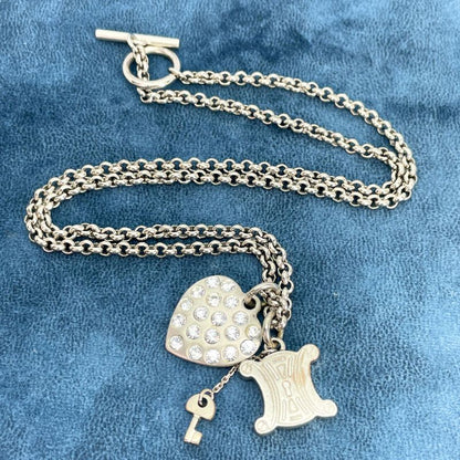 Celine Macadam Triomphe Stone Heart Necklace 24-2916s