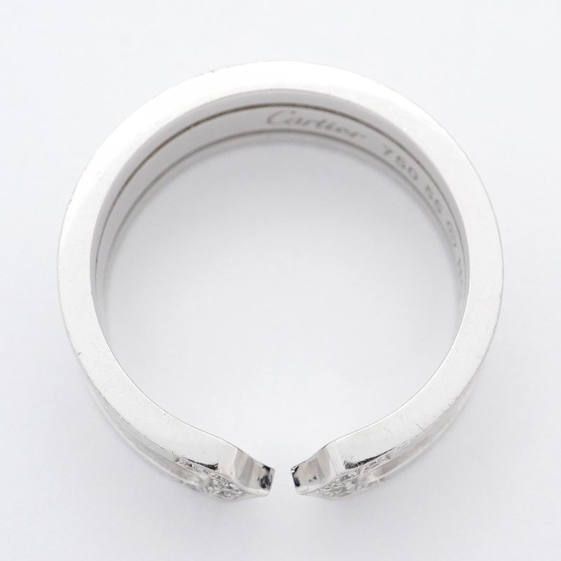 Cartier Ring C2 18K White Gold White Togo Old Diamond #55 Men Women Unisex