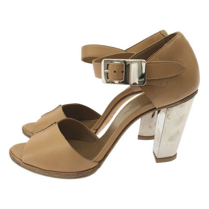 Hermes Metal Heel Strap Leather Sandals Brown 37
